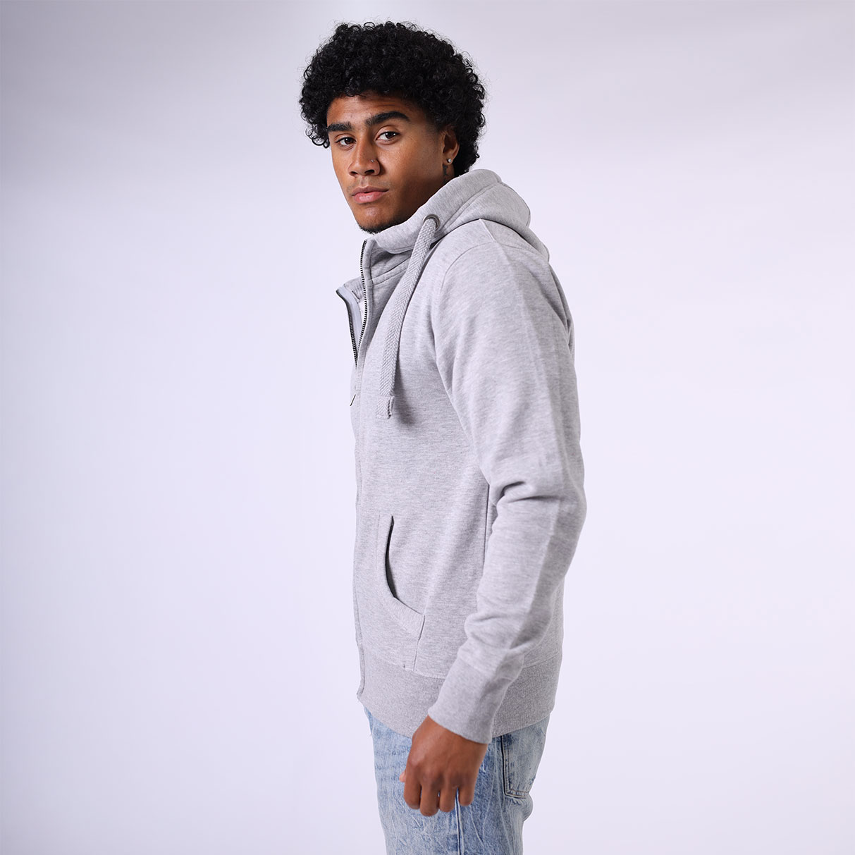 W41PF Grey Male Fully Zipped Side