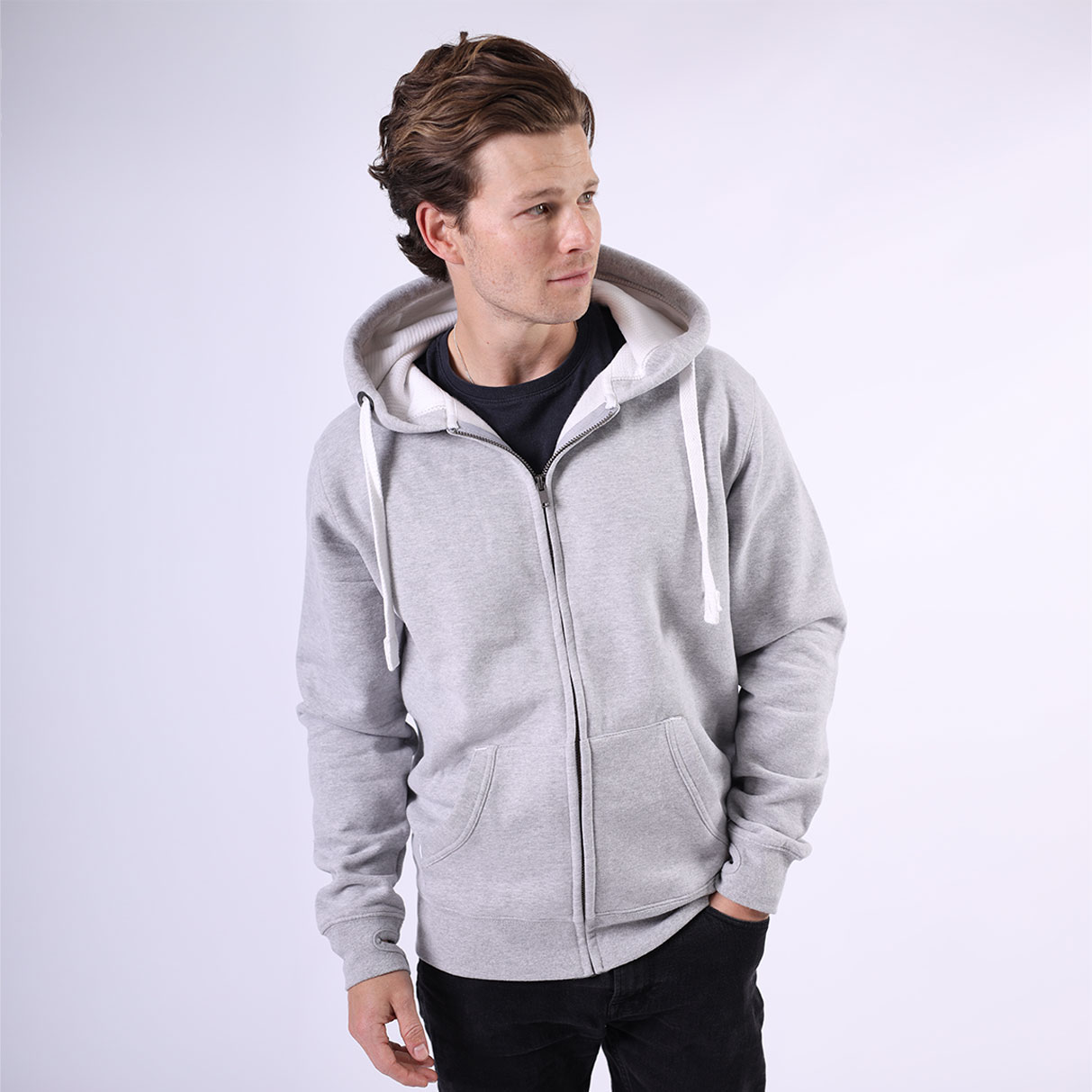 W81PF Grey Male Zip Front