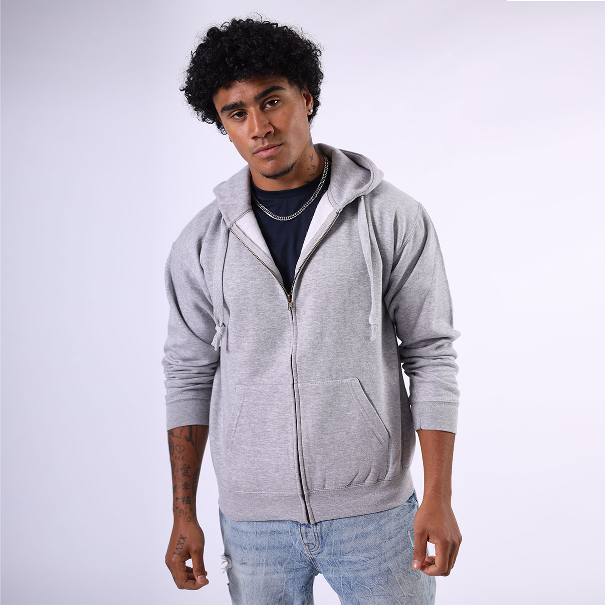 W88 Grey Male Front Partly Zipped